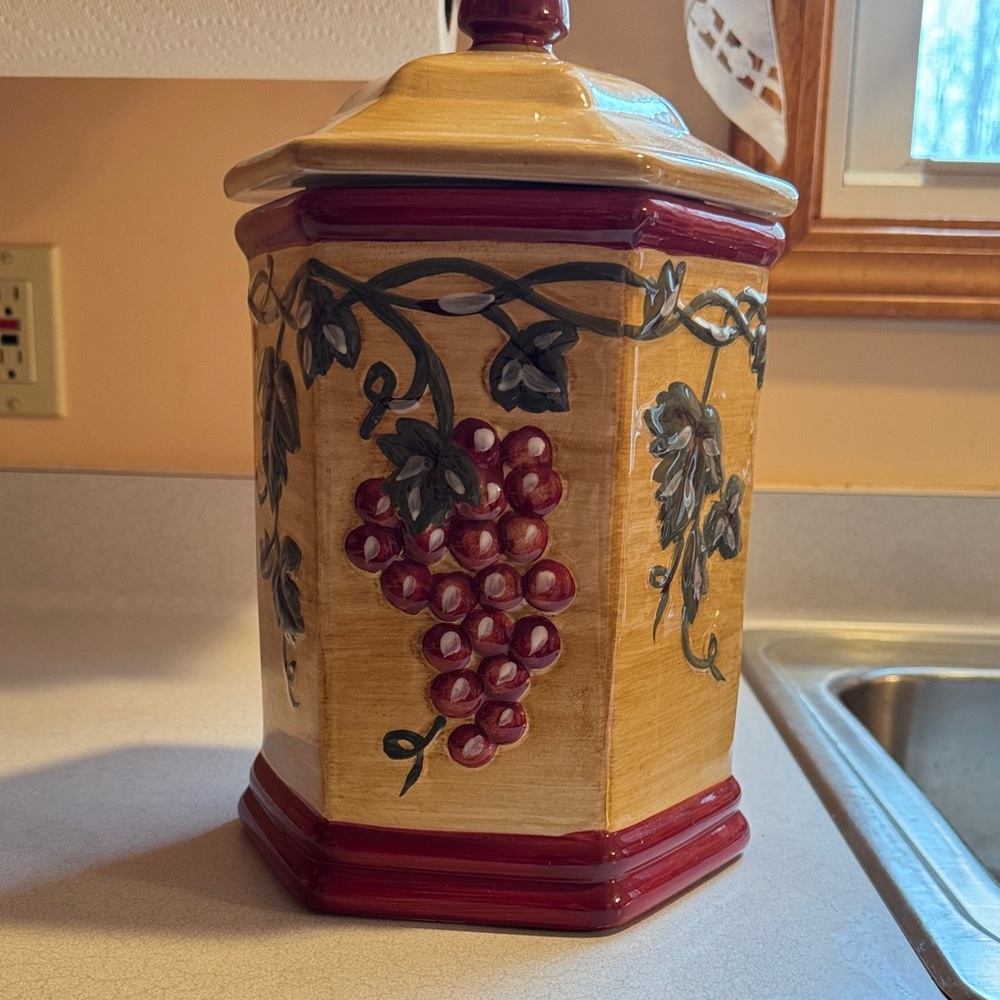 Decorative Grape Canister with Lid